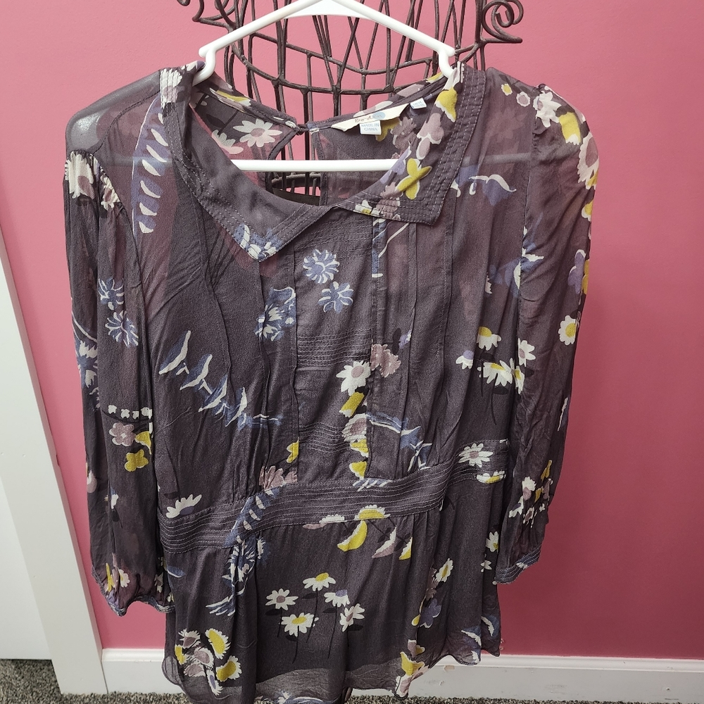 Semi sheer tunic style blouse